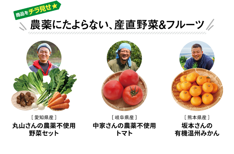 農薬にたよらない、産直野菜＆フルーツ